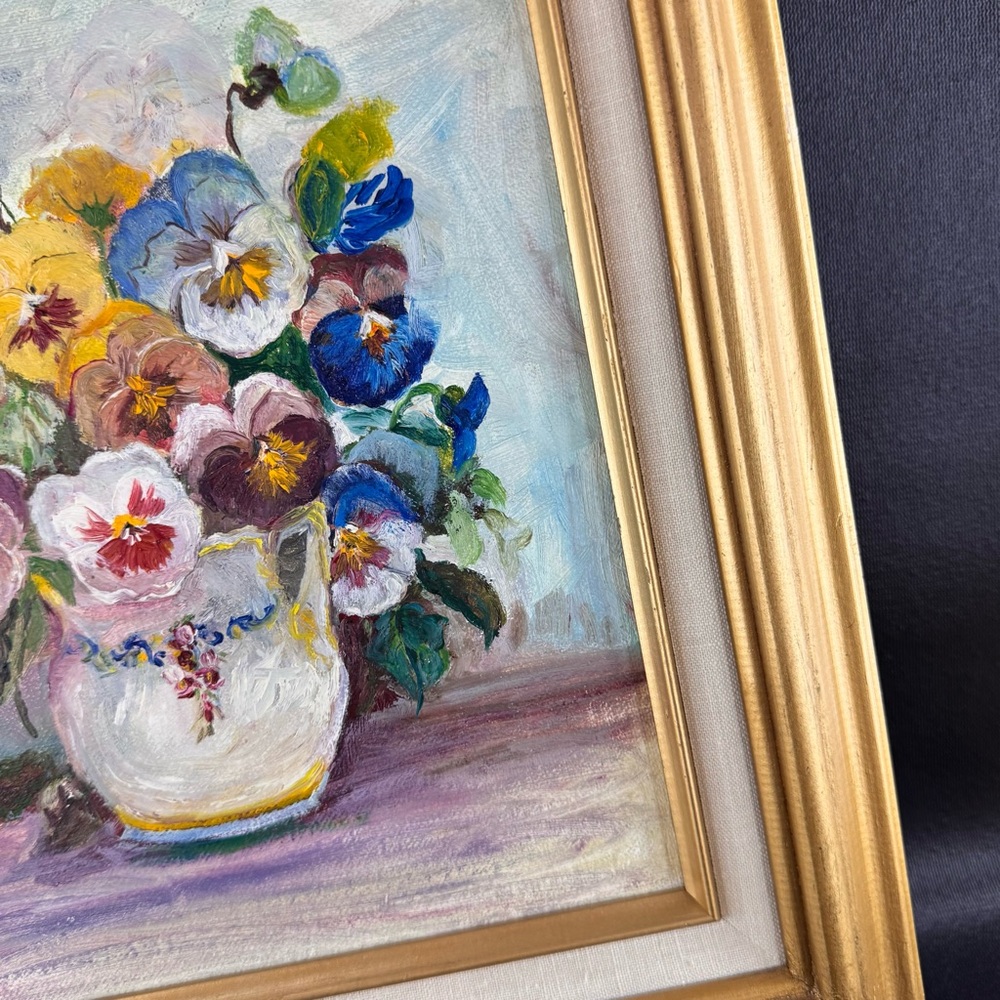 Original Floral Oil Painting Framed 17x13 Artist Unknown - Picture 3 of 5